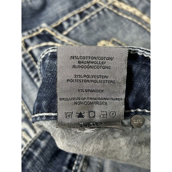 Silver MCKENZIE Blue Denim Jean Shorts Womens Size 20 Stretch Flap Button Pocket - Picture 15 of 15